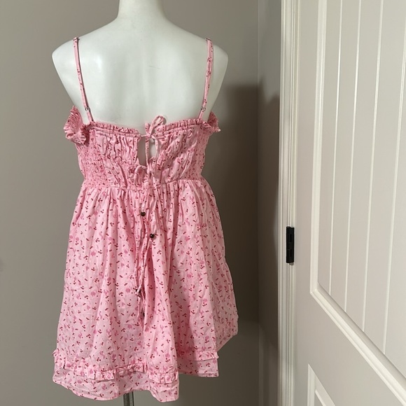 Free People Gabby Mini Dress Pink Floral Print A Line Pockets Sz M NEW - Picture 9 of 15